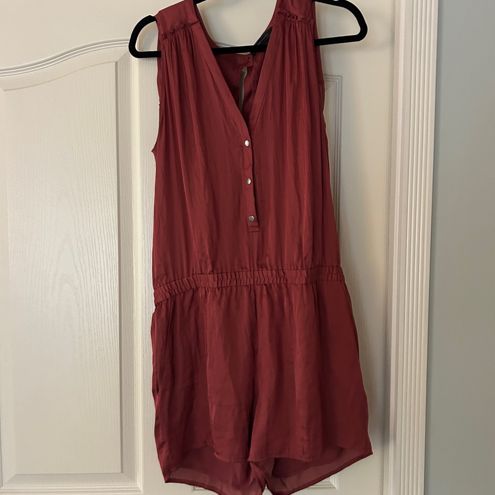 BCBGMaxAzria Burgundy Sleeveless Romper